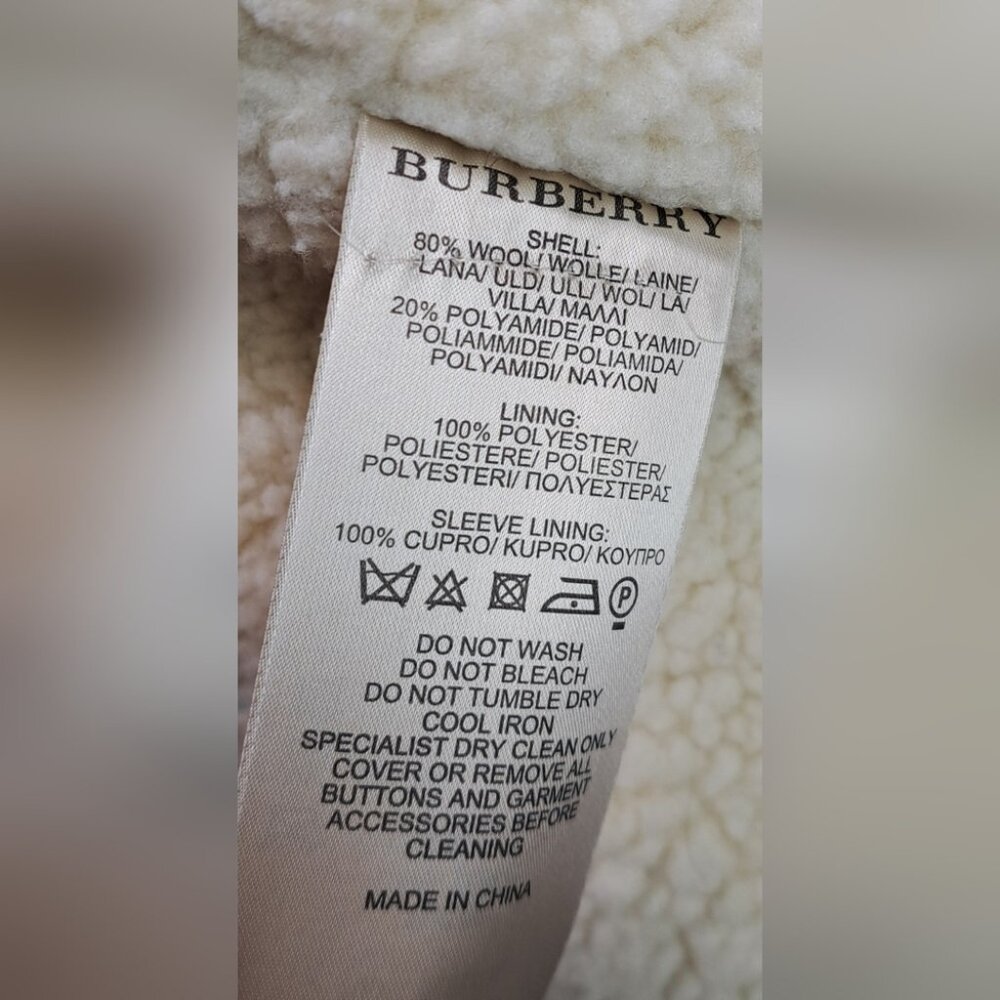 Burberry Brit Women's Wool Jacket Nova Check Faux Shearling Winter Bomber 12 US - Picture 13 of 16